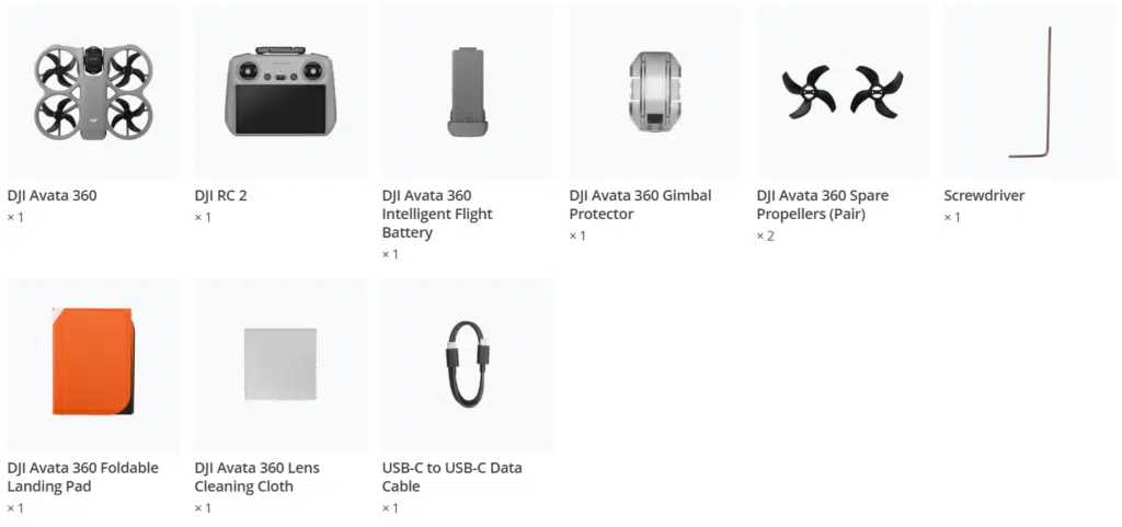 DJI Avata 360 Fly More Combo RC 2 - In the box