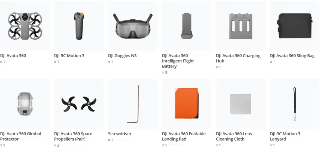 DJI Avata 360 Motion Fly More Combo - In the box