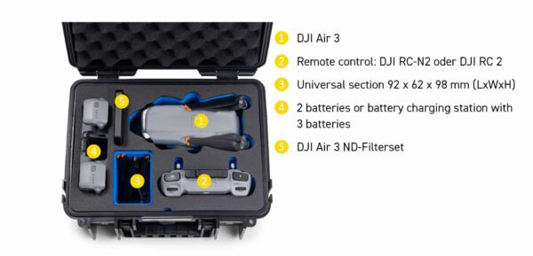 B&W DJI Air 3 Flightcase Type 3000 - Zwart