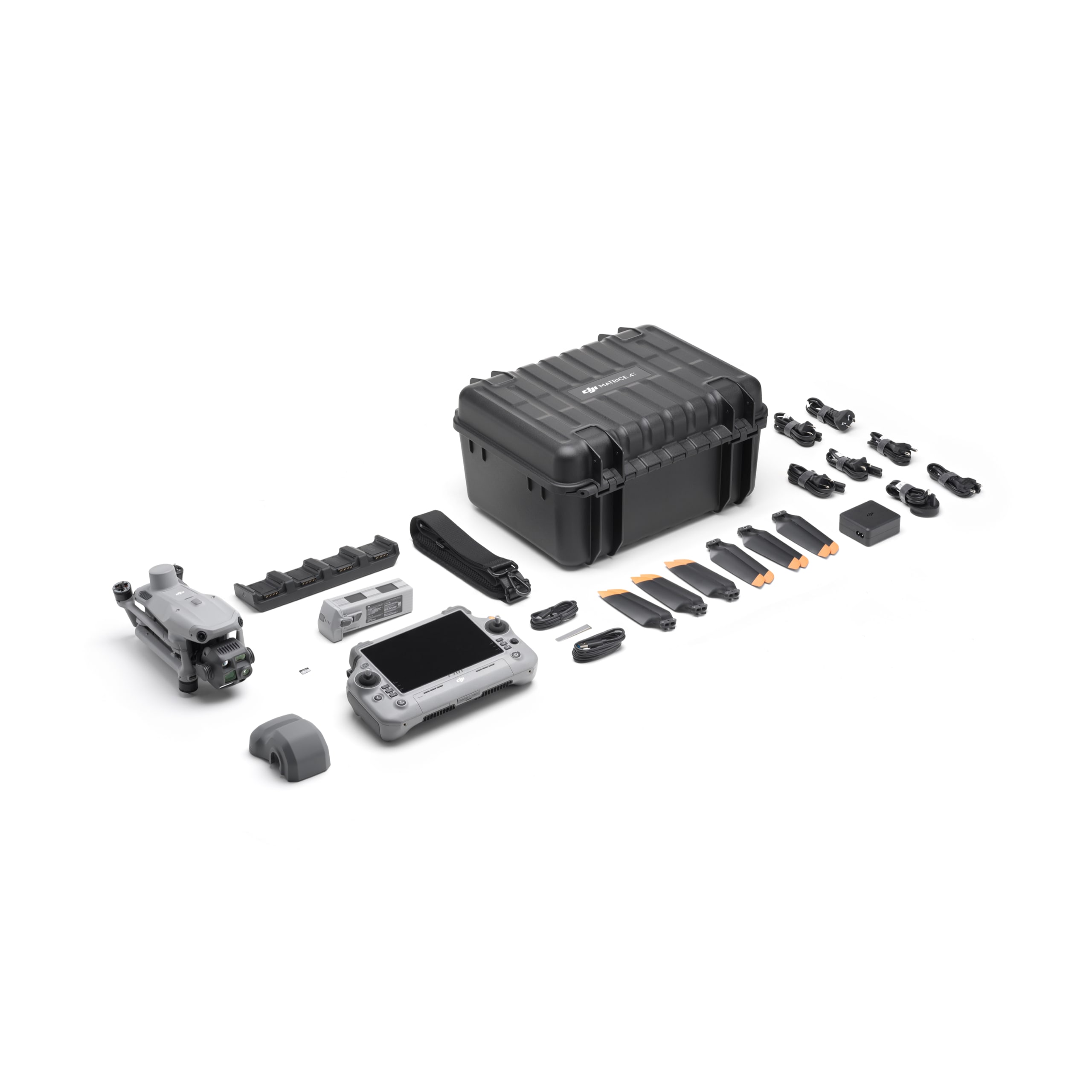 DJI Matrice 4T Plus - Foto met een overzicht wat er allemaal in de flightcase zit