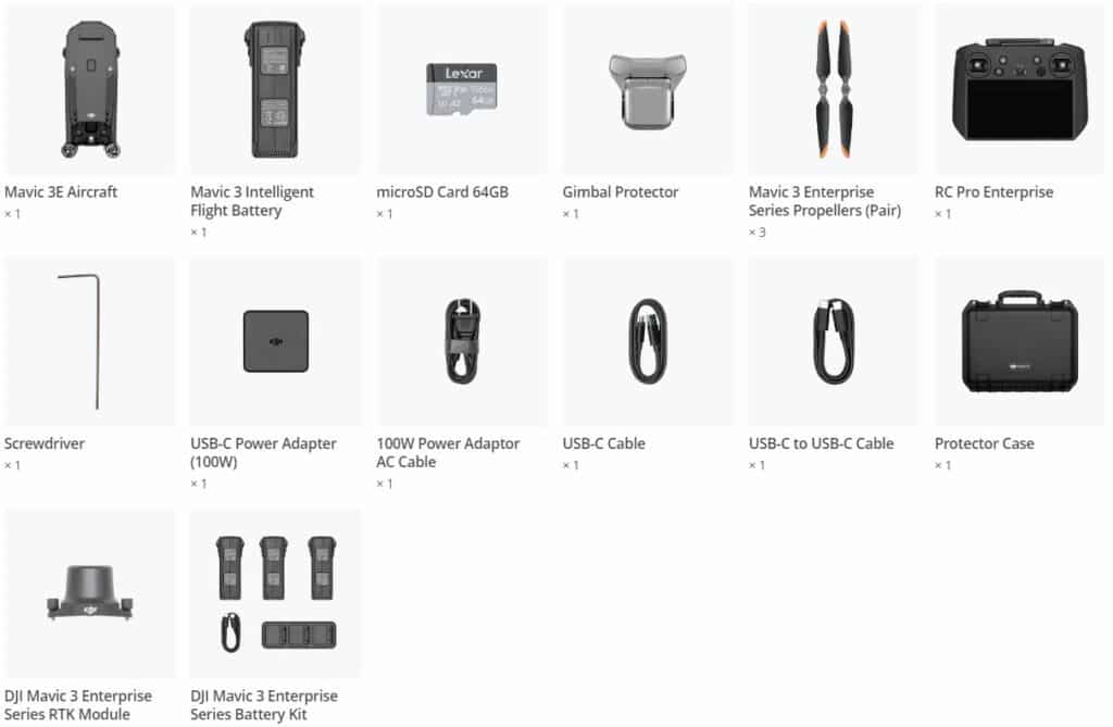 DJI Mavic 3 Enterprise Worry Free Plus Combo - In the box