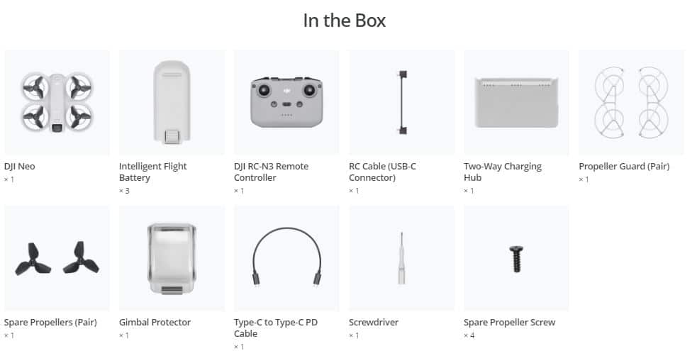 DJI Neo Fly More Combo - In the box